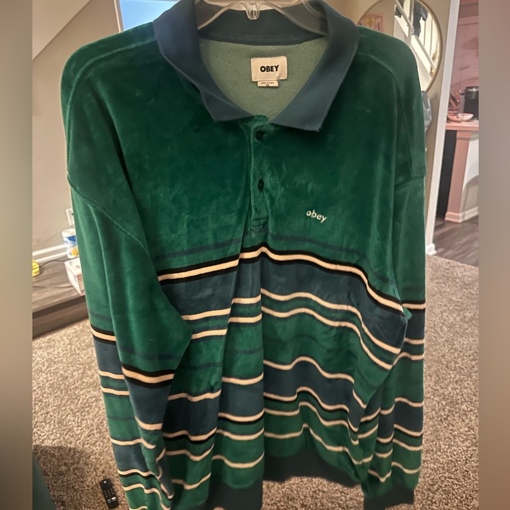 oversized obey velvet polo